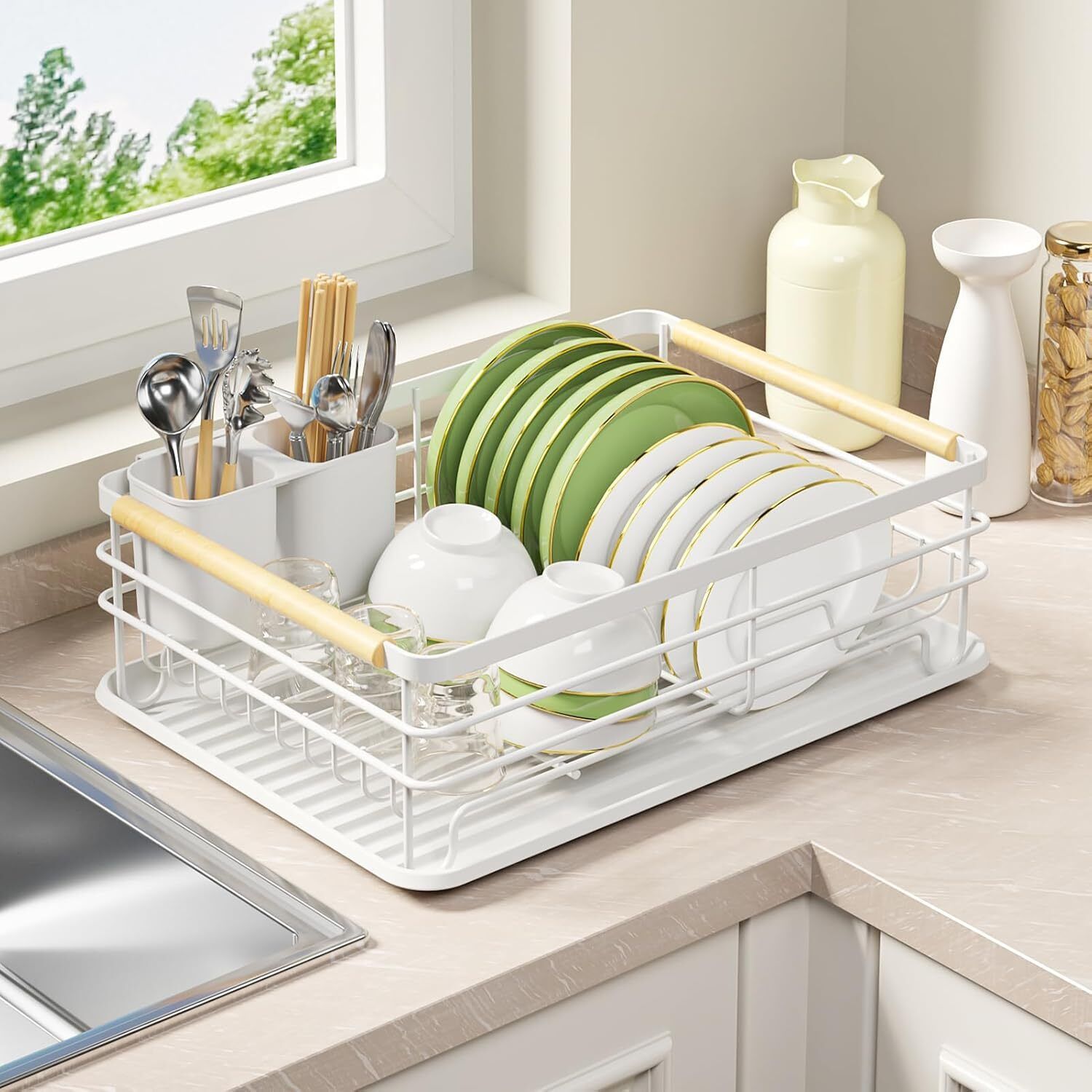 zeinwap Dish Drainer Kitchen Rack Dish Drying Rack, Dish Drainer Basket for Kitchen Storage Iron-picture-24