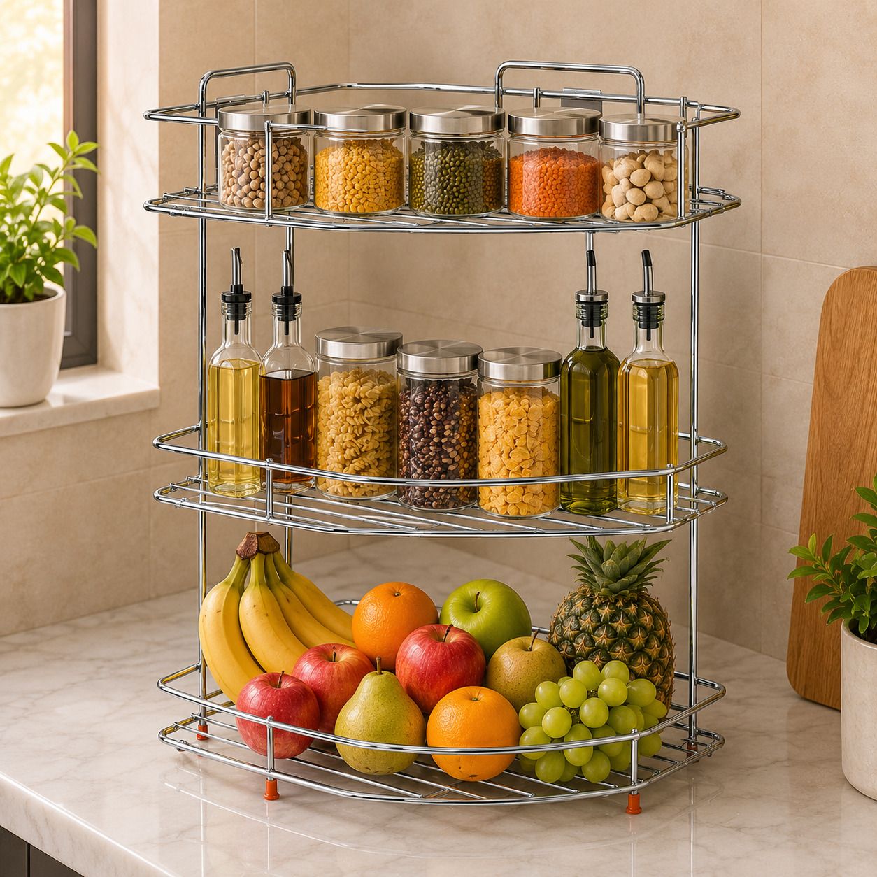 chromeplus Containers Kitchen Rack Stainless Steel Multipurpose Storage Rack for Dish Kitchen & Bathroom Steel-picture-11