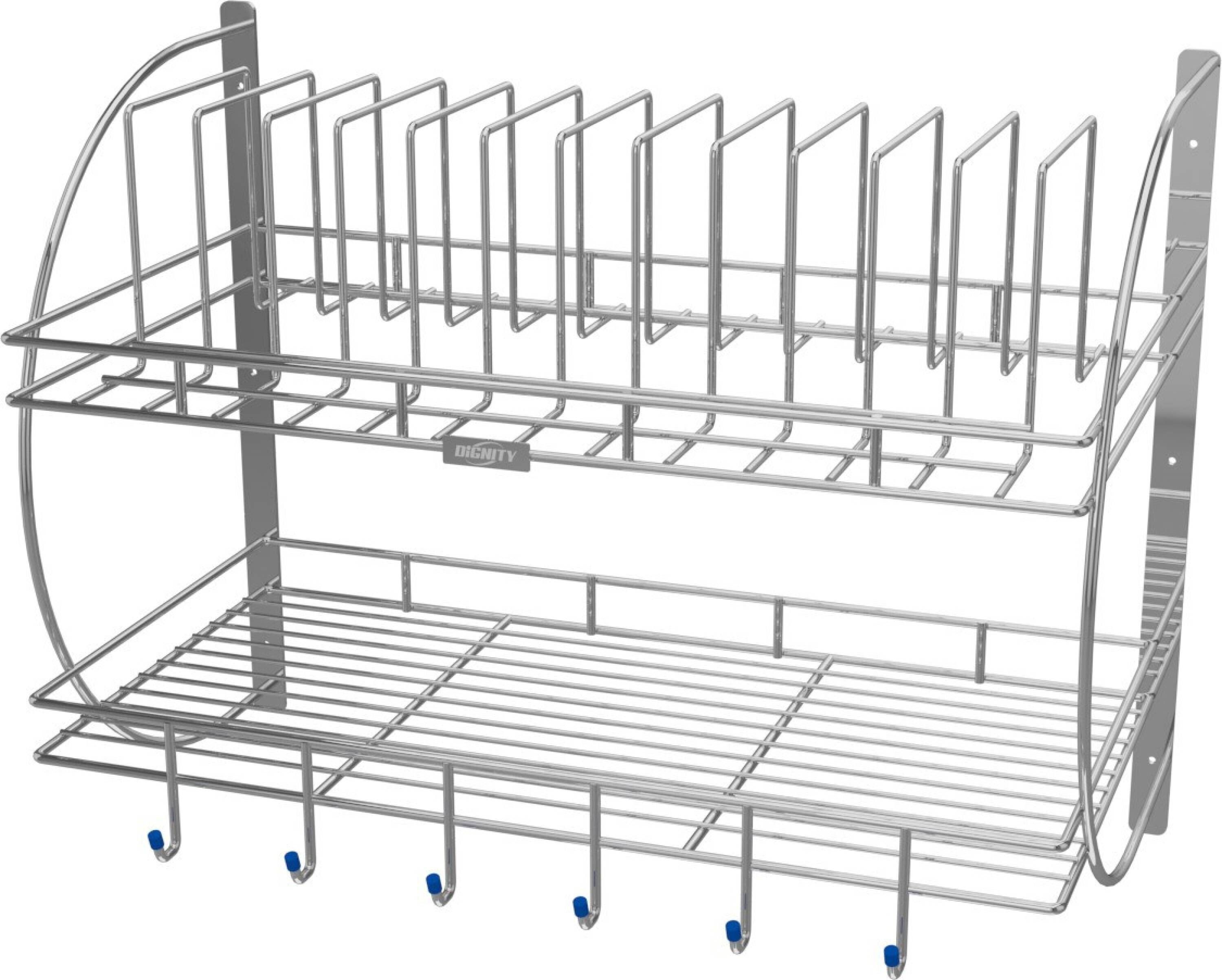 kinglet Dish Drainer Kitchen Rack Stainless Steel Wallmount Multipurpose Kitchen Rack Dish Stand Cutlery Stand Silver Color Dish Drainer Kitchen Rack (Steel) Steel-picture-18