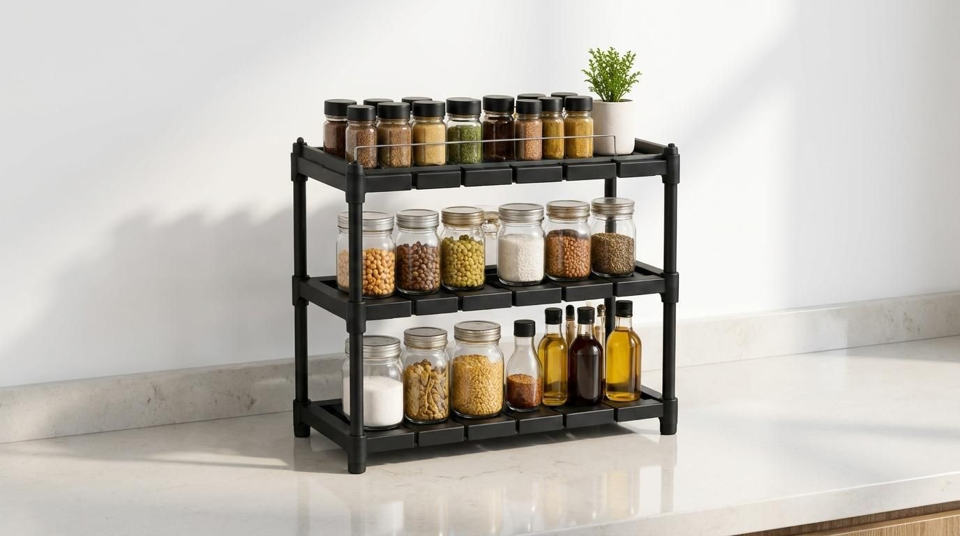 Containers Kitchen Rack 3 Tier Kitchen Storage Rack | Multipurpose Plastic Organizer Shelf Plastic-image-3