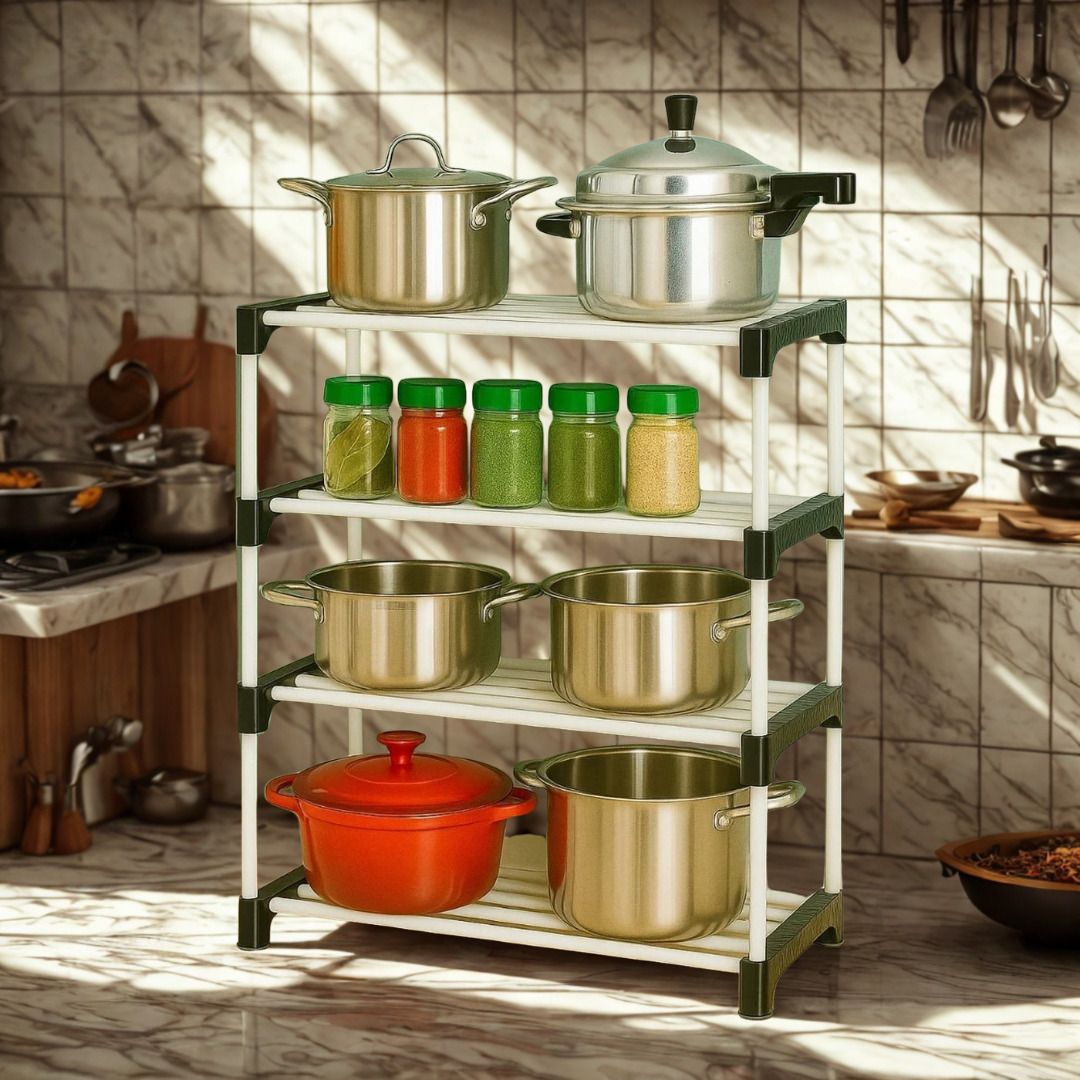 kaiser store Plate Kitchen Rack 4 Tier Plastic Rack Kitchen Organizer for Utensils Containers and Jars Plastic-picture-32