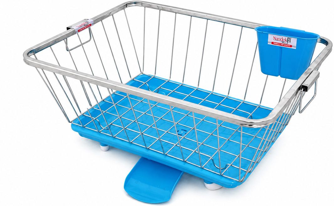 Dish Drainer Kitchen Rack Dish Drying Rack with Removable Drain Tray & 360° Water Outlet Steel, Plastic-image-31