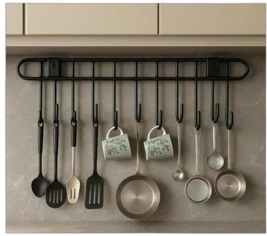 Fruits/Vegetables Kitchen Rack Steel Cloth Hanger for Wall with( 11 Hooks)Door Hooks/Kitchen Utensil Hanger 1 Iron-image-28