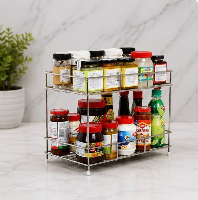 aazan enterprises Plate Kitchen Rack 2-Tier Stainless Steel Multipurpose Storage Rack Steel-picture-42