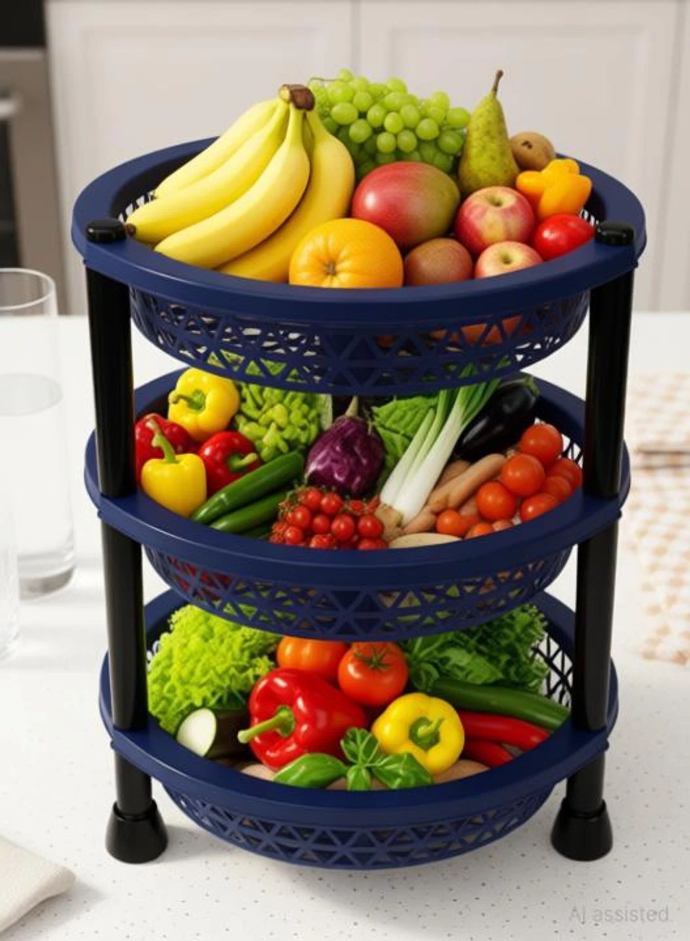 Fruits/Vegetables Kitchen Rack Fruits/Vegetables Kitchen Rack 3 layer fruits and vegetables stand Plastic-image-44