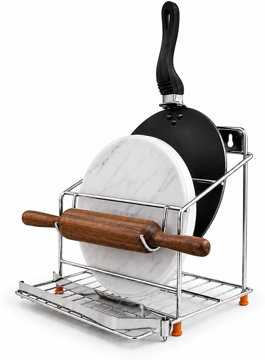 averious Chakla/Belan Kitchen Rack | Tawa Stand | Cookware Stand | Chakla Belan Stand For Kitchen Steel-picture-21