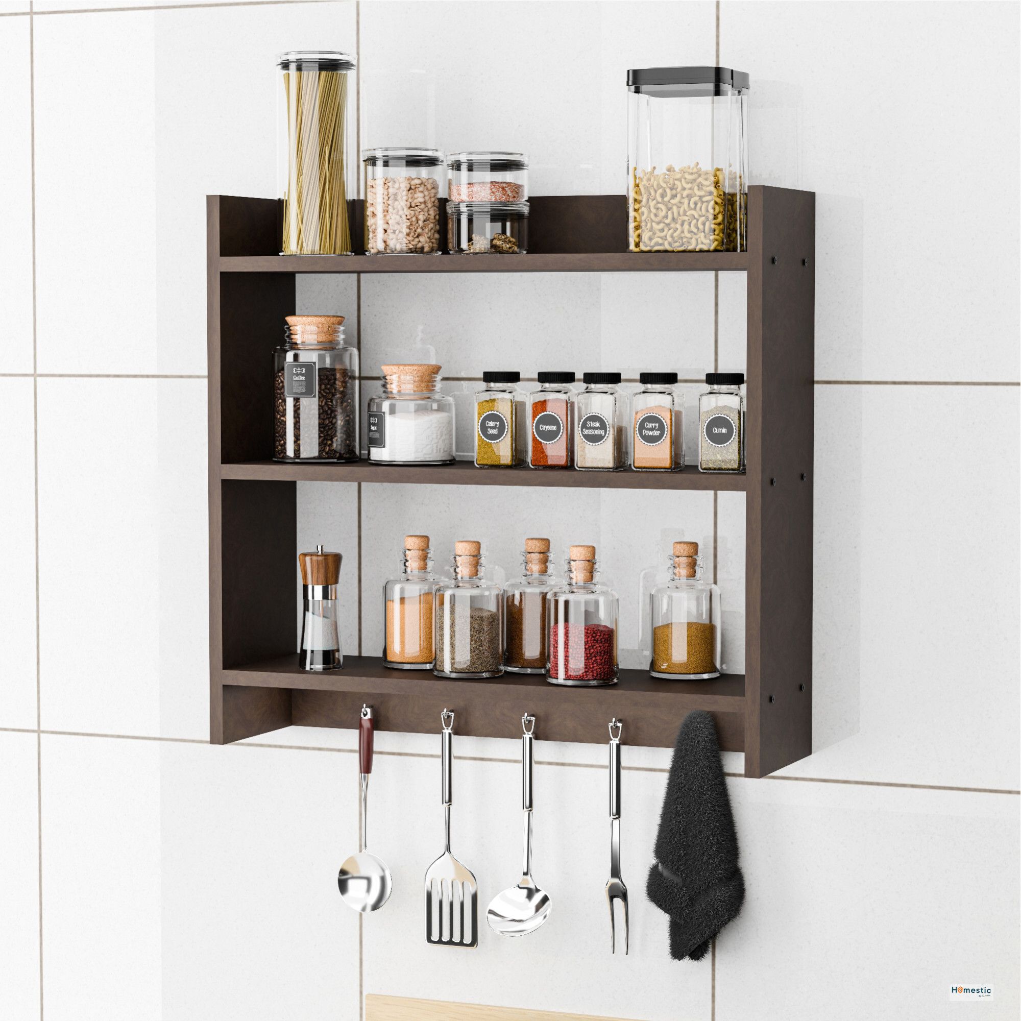 firebees Containers Kitchen Rack Kitchen Rack Wall Mounted | Kitchen Organizer Rack Wooden Wood-picture-10