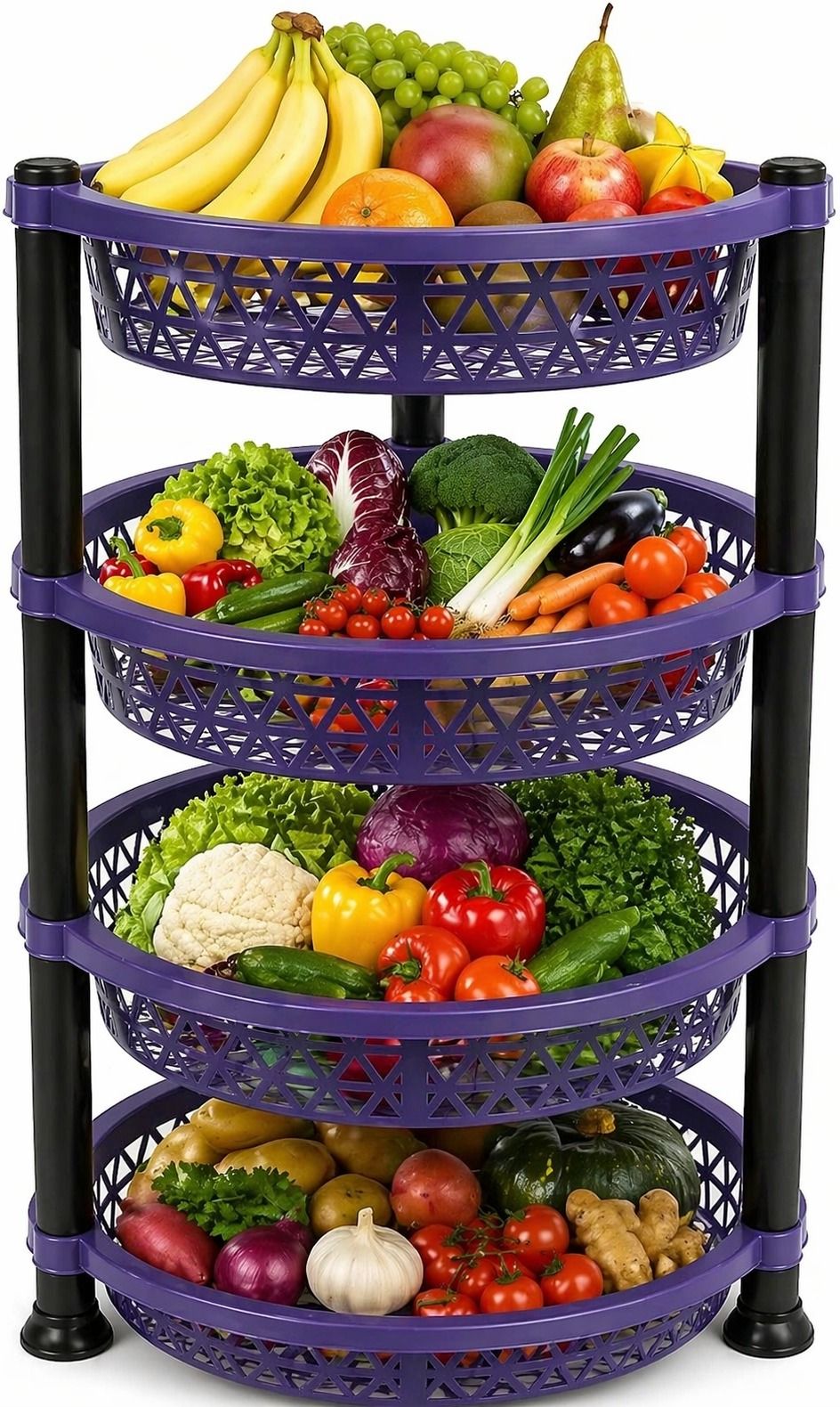 Fruits/Vegetables Kitchen Rack 4-Layer Plastic Kitchen Storage Rack - Multipurpose Fruit & Vegetable Plastic-image-26
