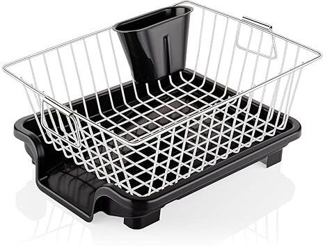 Dish Drainer Kitchen Rack Dish Drying Basket Stainless Steel Kitchen Organizer with Tray Steel-image-18