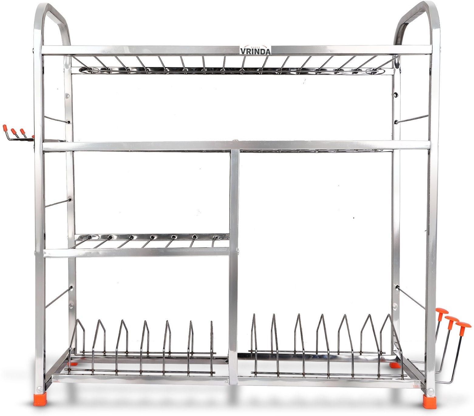 Utensil Kitchen Rack Stainless Steel 4-Tier Kitchen Organizer Rack | Wall-Mount Dish & Utensil Rack Steel-image-38