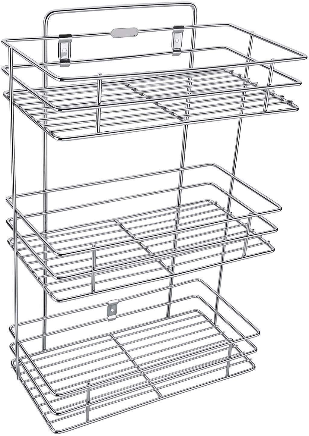 bhola steel Containers Kitchen Rack 3 Tier Shelves Organizer/Basket Multipurpose Kitchen Storage Holder Stand Steel-picture-11