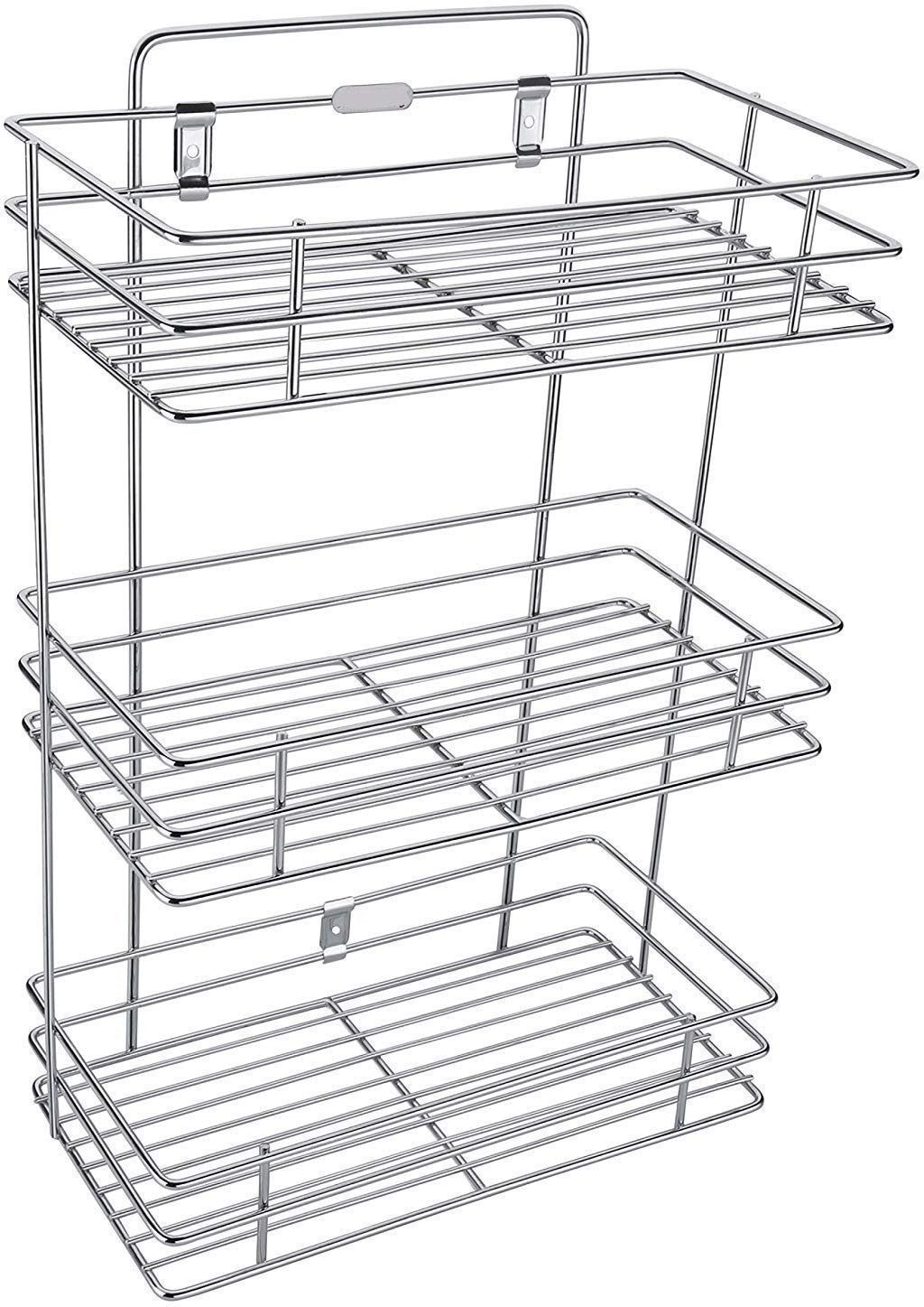 Utensil Kitchen Rack 3 Layer Wall Mount Stainless Steel Multipurpose Storage Rack/Shelf, Kitchen Rack Steel