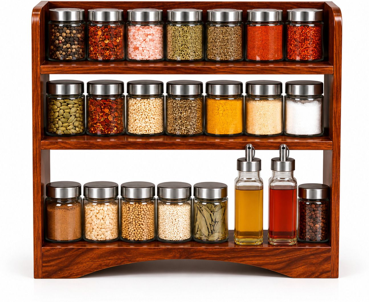 shilatenterprises Containers Kitchen Rack Premium 3 Tier Wooden Kitchen Storage Rack | Spice Organizer(brown) Wood-picture-31