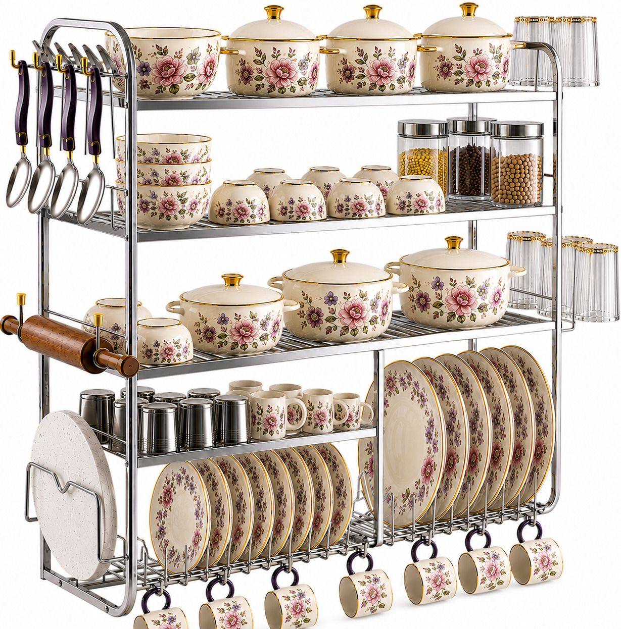 Utensil Kitchen Rack 31x 30 Inches Kitchen Dish Rack / Plate Cutlery Stand / Modern Kitchen Stand Steel-image-47