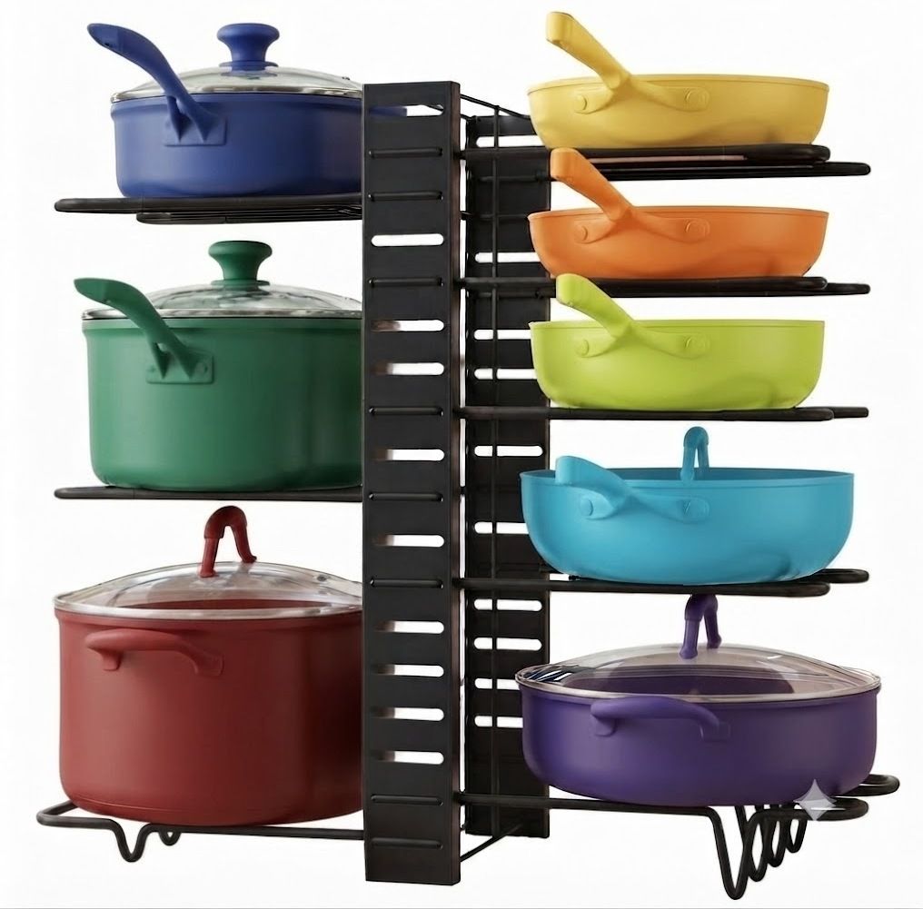 ayan enterprise Utensil Kitchen Rack 8-Tier Wall Mounted Cookware Organizer for Kitchen Pot, Pan, Rack,Tawa Iron-picture-42