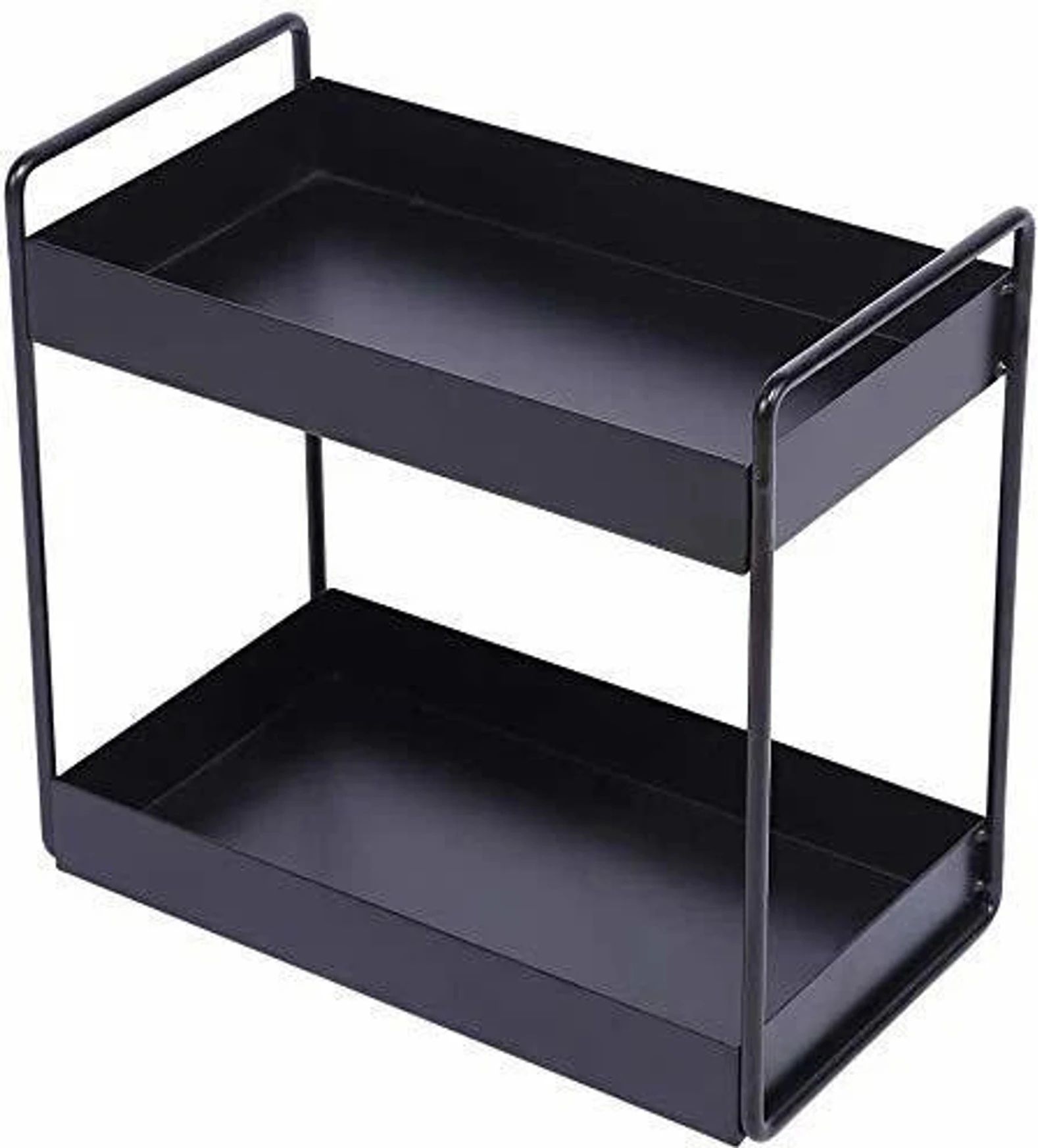 sheenkraft Utensil Kitchen Rack Multifunctional 2 Tier Storage Shelf Rack, Black Color (Pack of 1)-Metal. Iron-picture-48