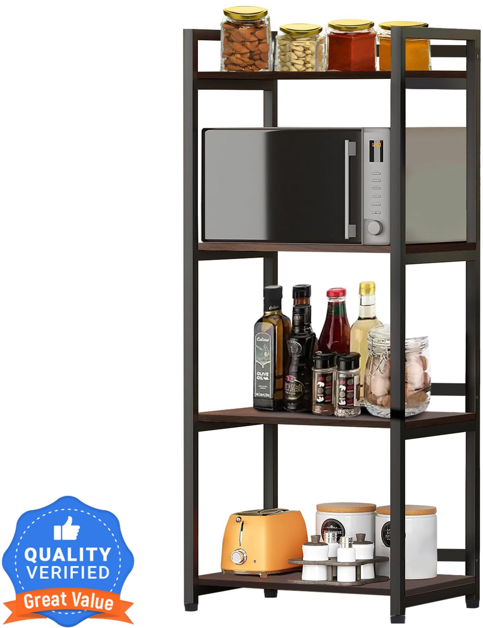 wow craft Containers Kitchen Rack 4-Layer Multipurpose Kitchen Storage Shelf for Oven/OTG Made with Engineer Wood Wood, Iron-picture-28