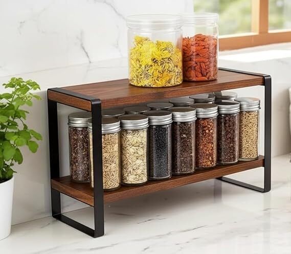 Containers Kitchen Rack spice rack Wood, Iron-image-35