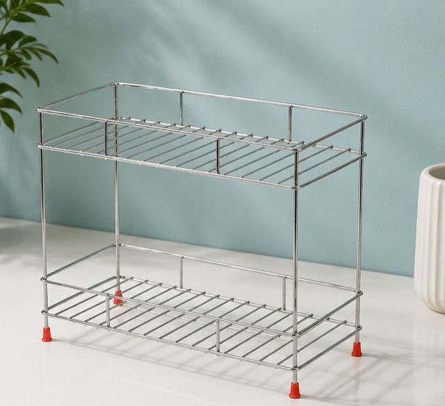 Plate Kitchen Rack 2-Tier Stainless Steel Multipurpose Storage Rack Steel-image-28