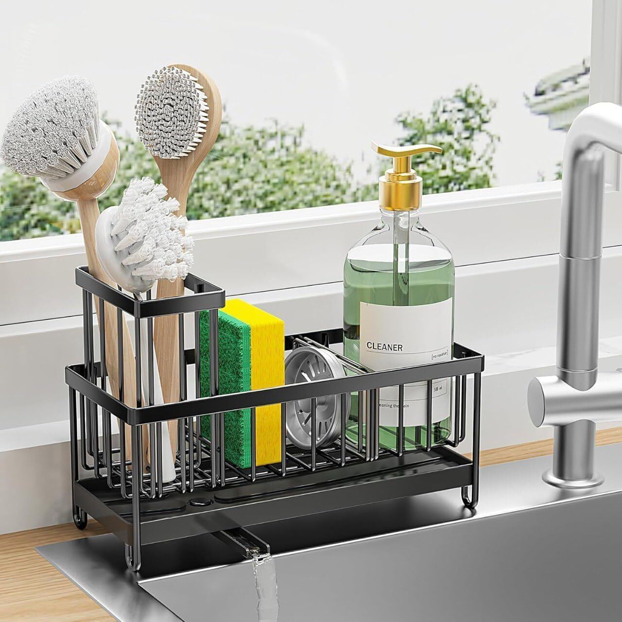 zinley Dish Drainer Kitchen Rack Metal Sink Draining Rack – Large Capacity Over‑Sink Organizer Carbon Steel-picture-1