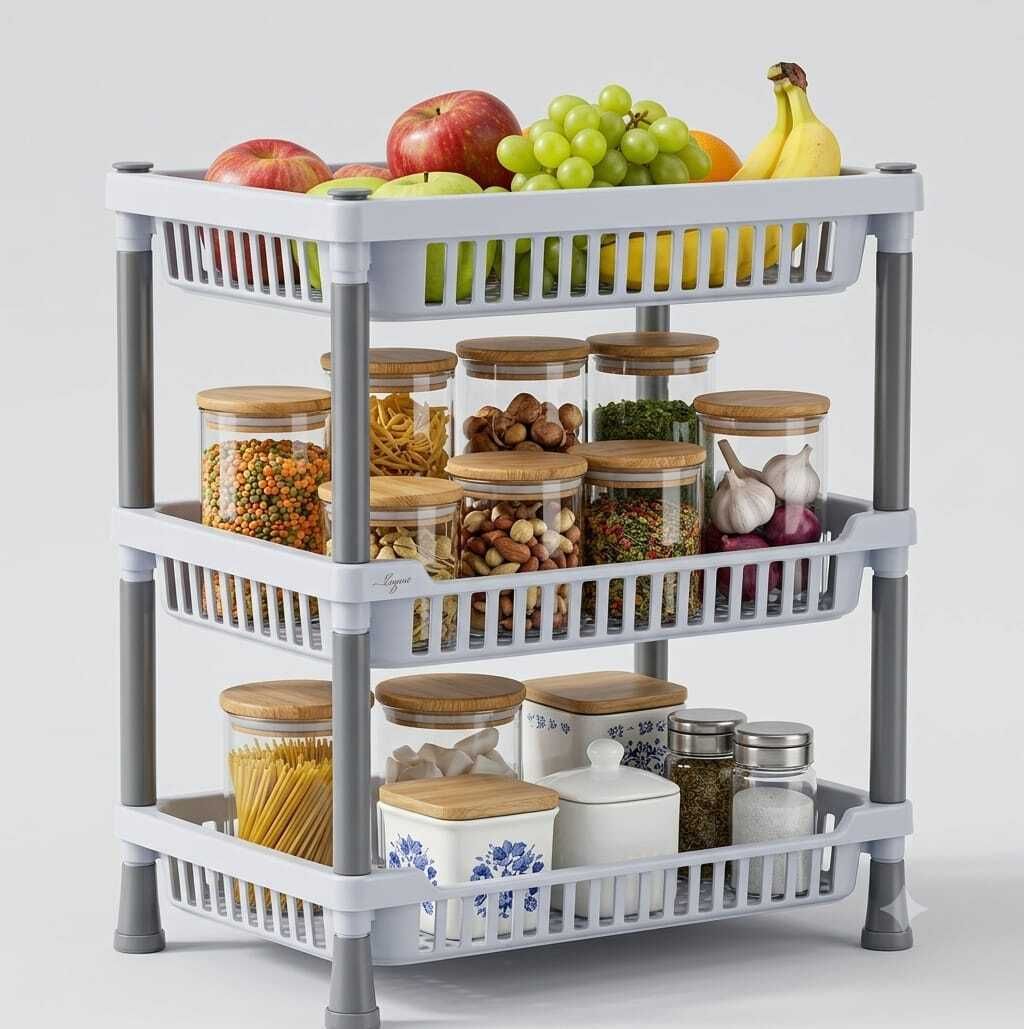 Fruits/Vegetables Kitchen Rack 3 Tier Kitchen Storage Rack | Multipurpose Plastic Stand | Space Saving Rack Plastic-image-49