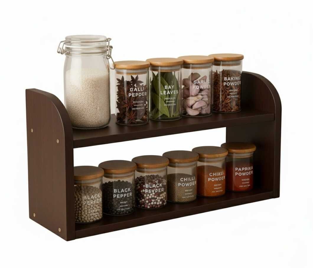 firebees Containers Kitchen Rack Masala Stand for Kitchen Corner | Wooden Rack for Kitchen Wood-picture-18