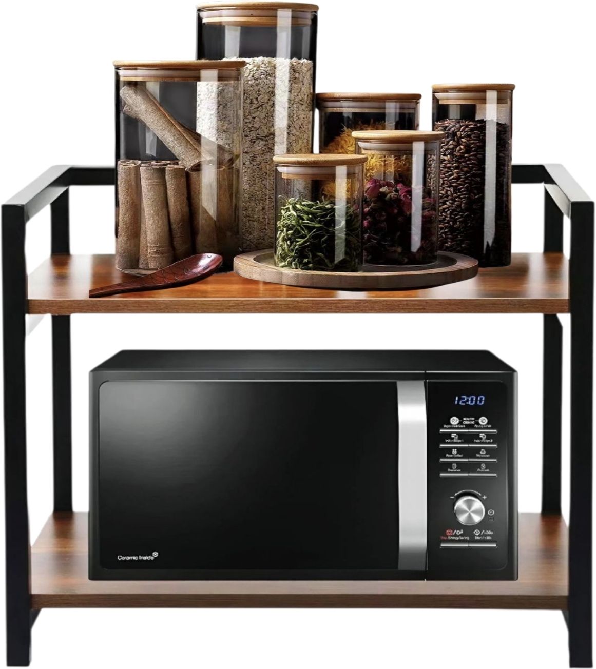Containers Kitchen Rack Microwave Stand Oven Stand OTG Stand | Microwave Rack Kitchen Rack (Brown) Iron-image-35