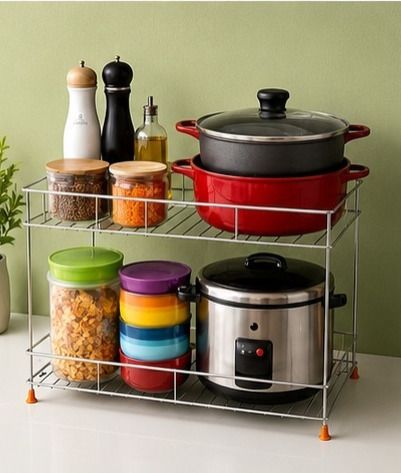 aazan enterprises Plate Kitchen Rack 2-Tier Stainless Steel Multipurpose Storage Rack Steel-picture-28