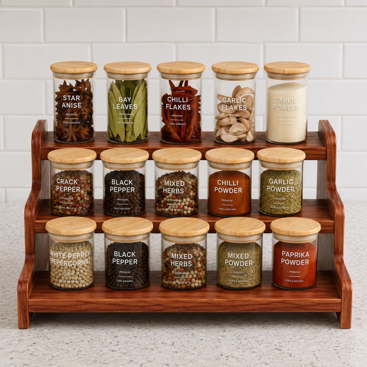 Containers Kitchen Rack Paradise Enterprises Premium Wooden Kitchen Rack Wood-image-41