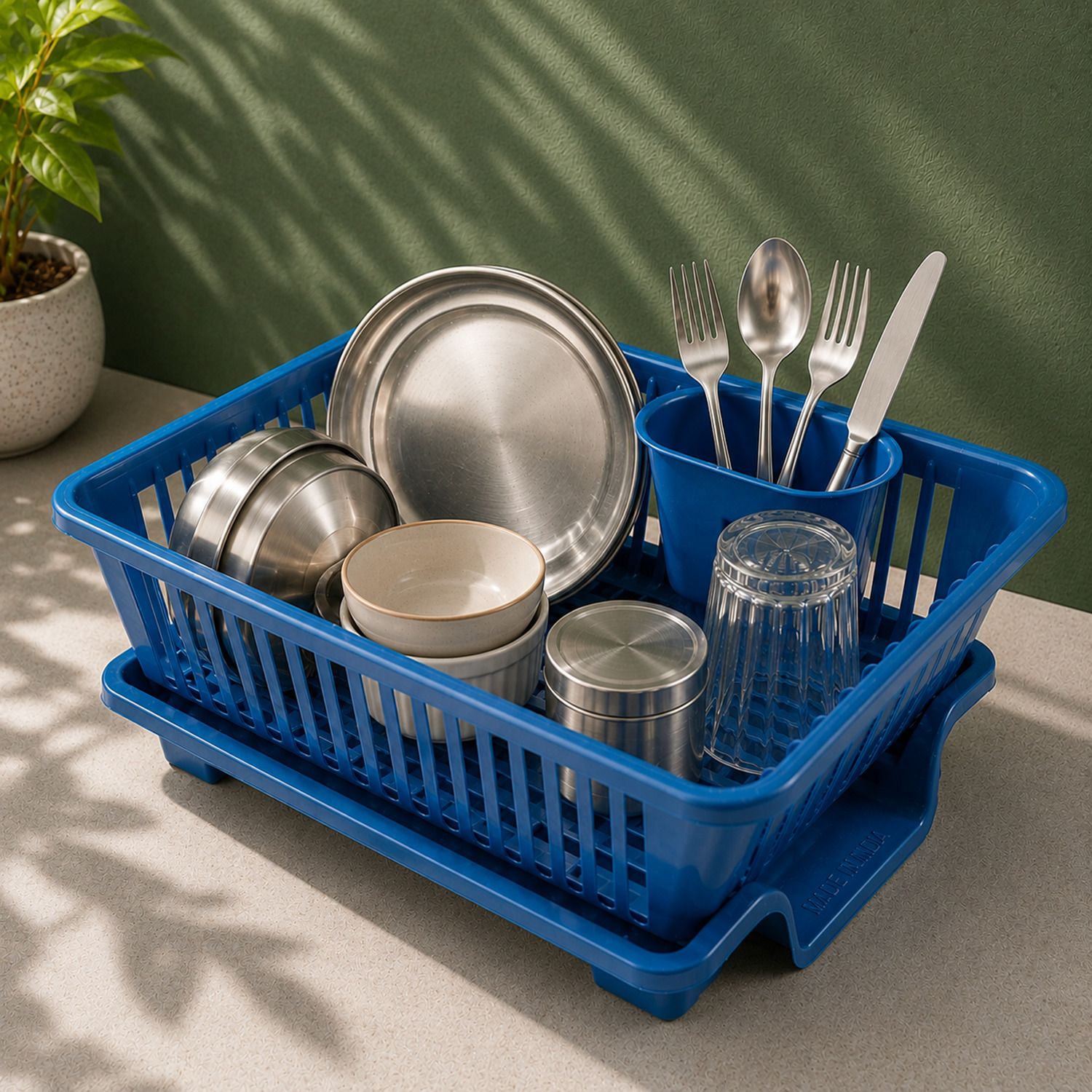 glostella Dish Drainer Kitchen Rack Dish Drainer Kitchen Rack 3 in 1 Large Sink Set Drying Washing Basket Plastic-picture-13