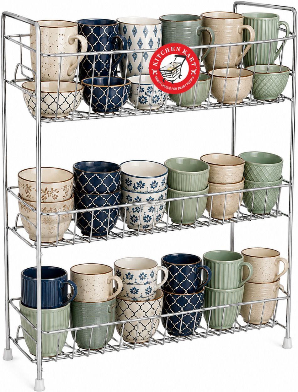 Containers Kitchen Rack 3 Layer Kitchen Storage Rack Stainless Steel Counter Organizer Steel-image-44