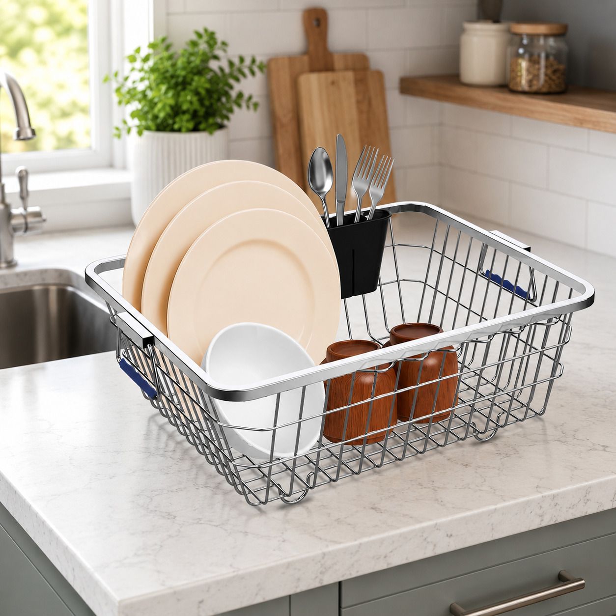 meezo Dish Drainer Kitchen Rack dish drainer rack/utensil stand steel/basket for utensils//kitchen basket Steel-picture-22