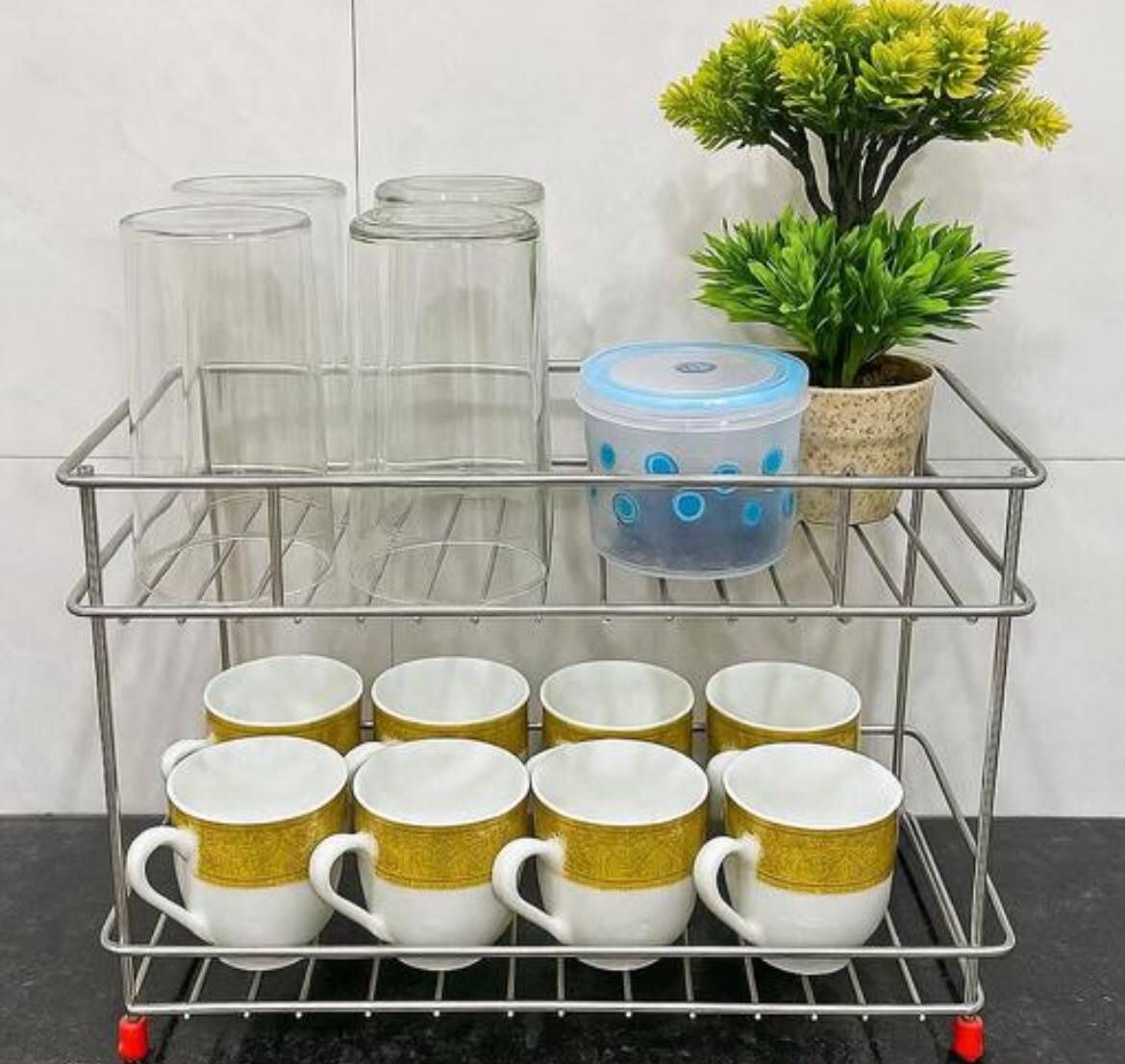vivekgupta Dish Drainer Kitchen Rack kitchen storage rack Steel-picture-10