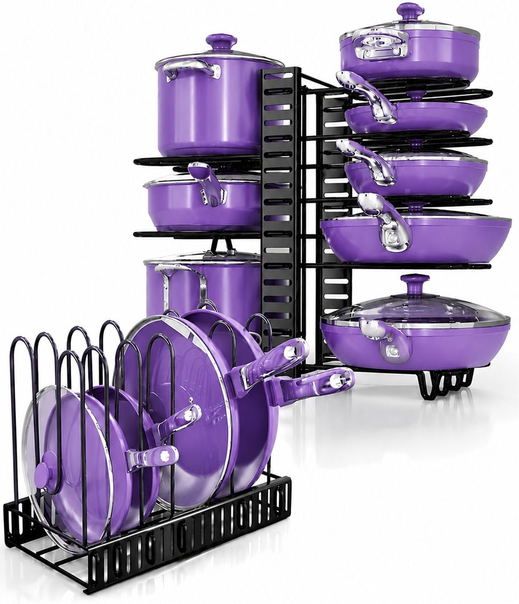 Utensil Kitchen Rack Elite 8-Layer Adjustable Tawa & Pan Organizer Iron-image-43