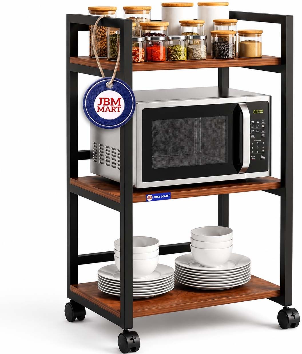 jbm mart Containers Kitchen Rack Iron, Wood-picture-47