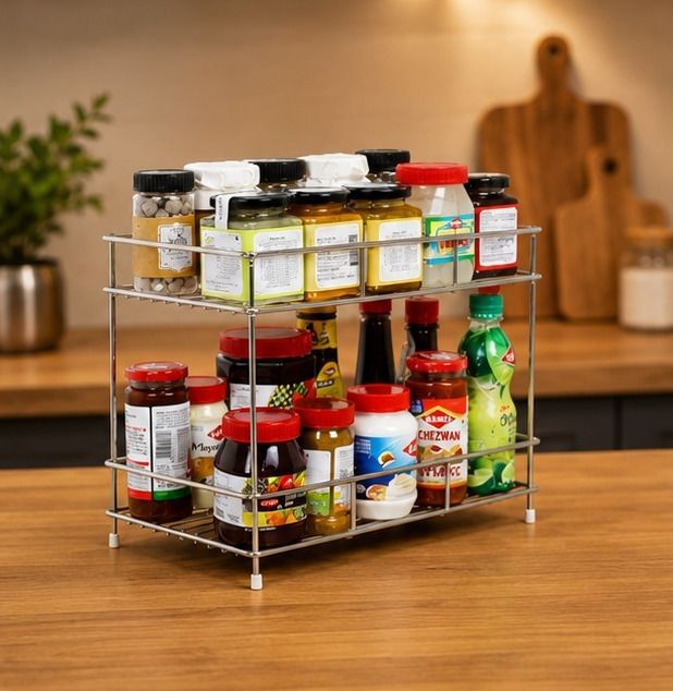 aazan enterprises Plate Kitchen Rack 2-Tier Stainless Steel Multipurpose Storage Rack Steel-picture-26