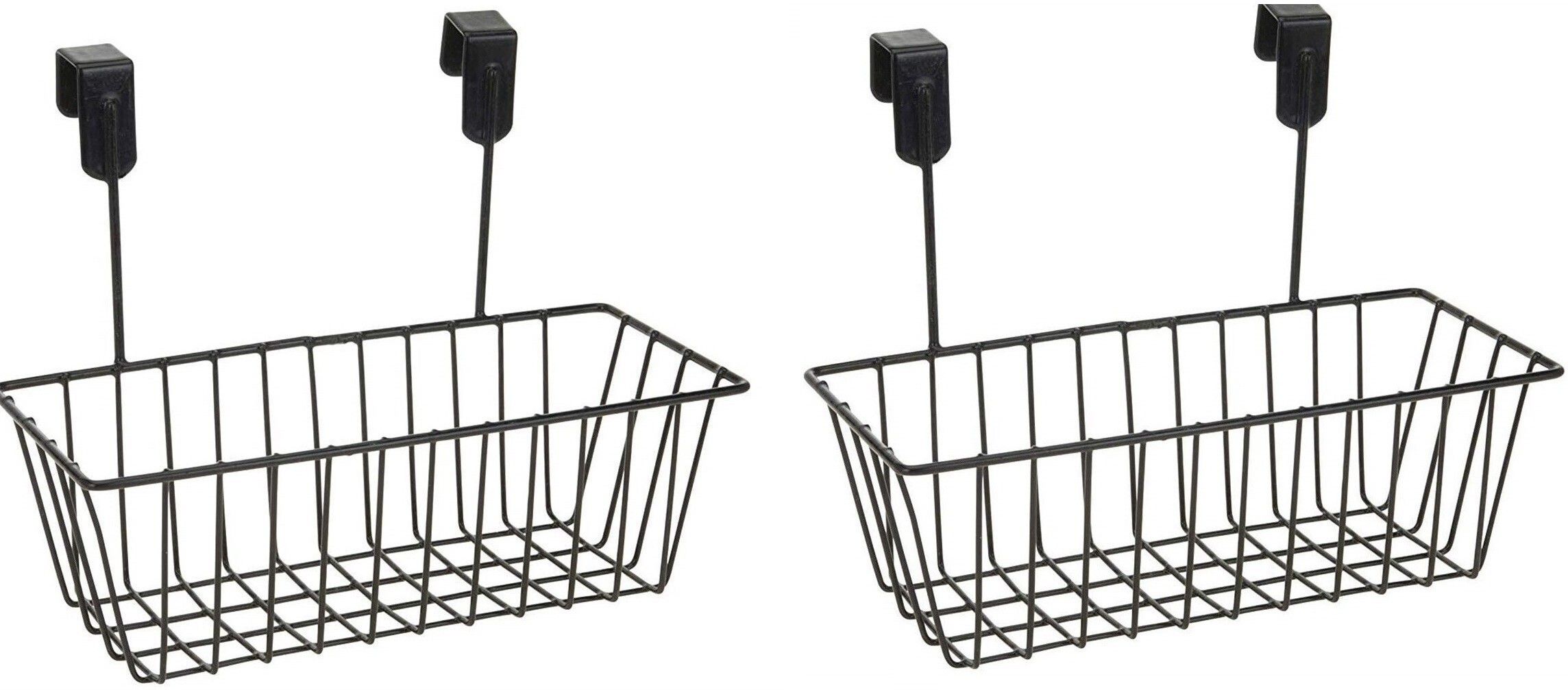 Containers Kitchen Rack Over Door Hanging Basket | Hanging Cabinet Storage Organizer For Kitchen, Bathroom (Black, Metal) Set of 2 Baskets. Iron-image-30