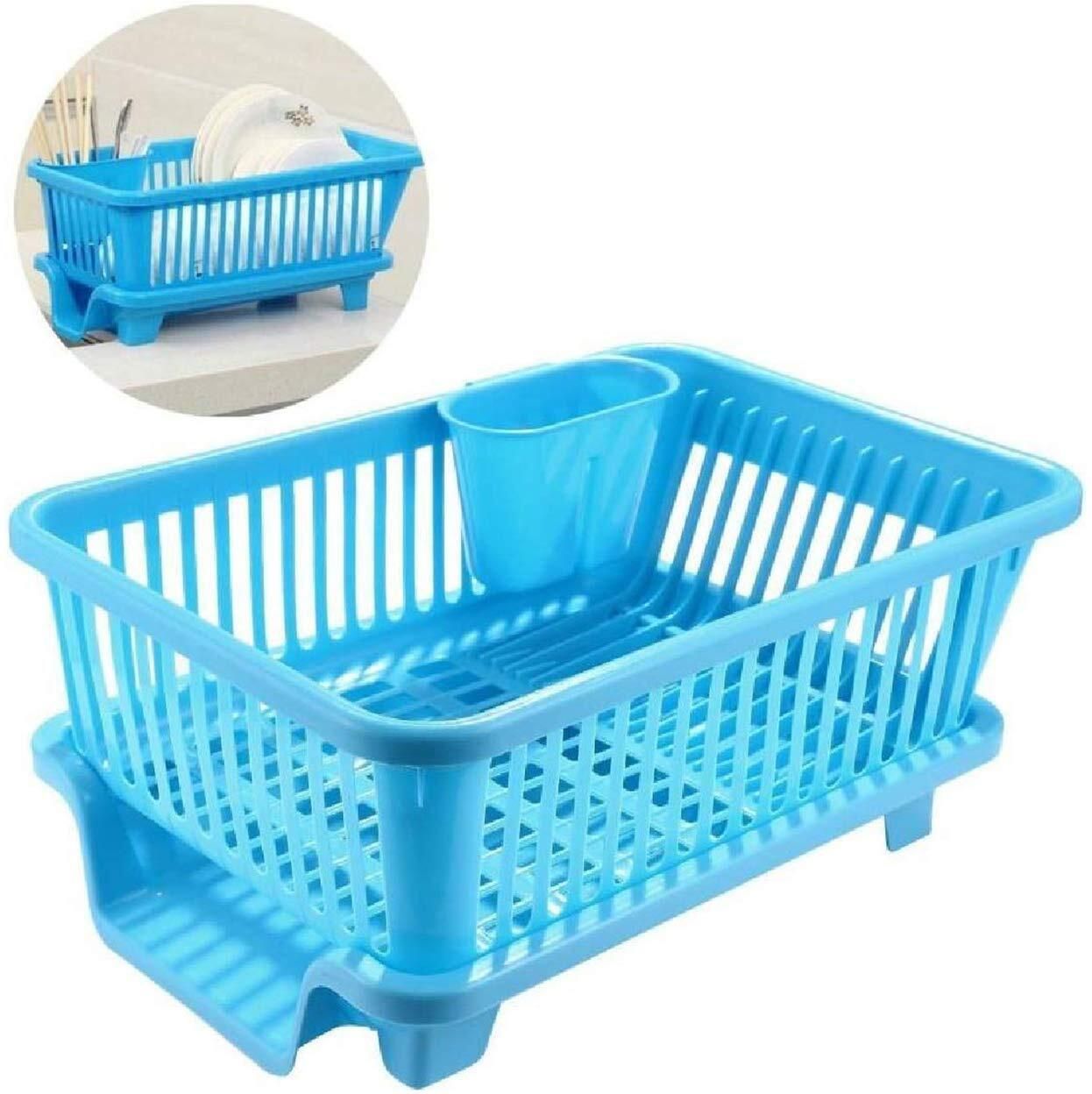 Dish Drainer Kitchen Rack Plastic Dish Rack with Spoon Holder Kitchen Organizer Stand Brown Plastic-image-29