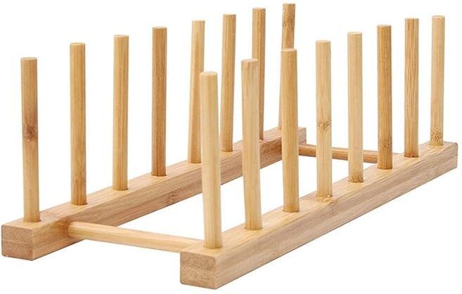Dish Drainer Kitchen Rack Bamboo Wood Dish Rack 7 Slot Wood-image-20