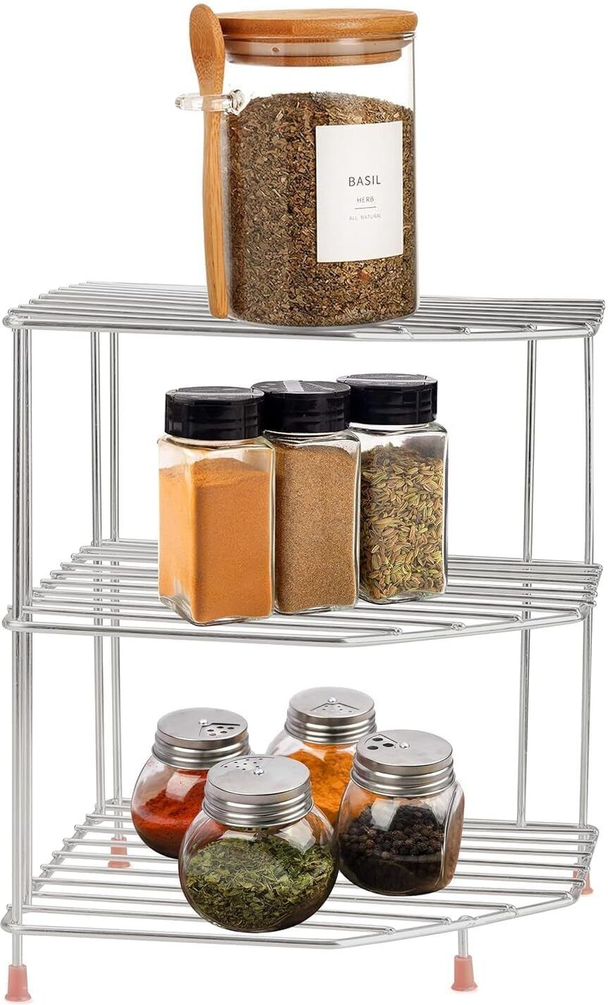 chromeplus Dish Drainer Kitchen Rack 3-Tier Stainless Steel Multipurpose Storage Rack for Storage in Kitchen Steel-picture-46