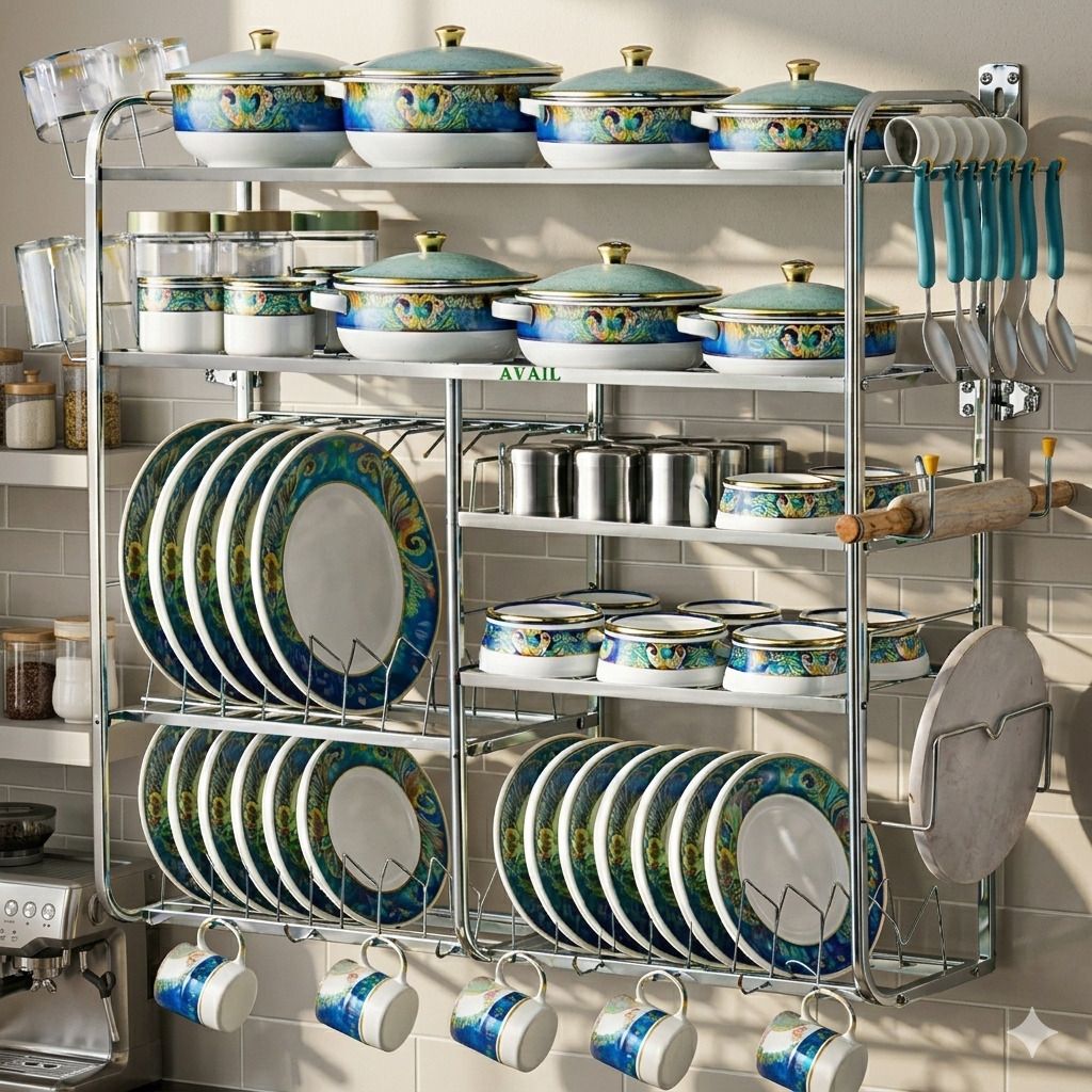 avail Utensil Kitchen Rack Creative In Innovation 5-Tier Multipurpose Kitchen Storage Shelves (31 x30 Inch) Steel-picture-20