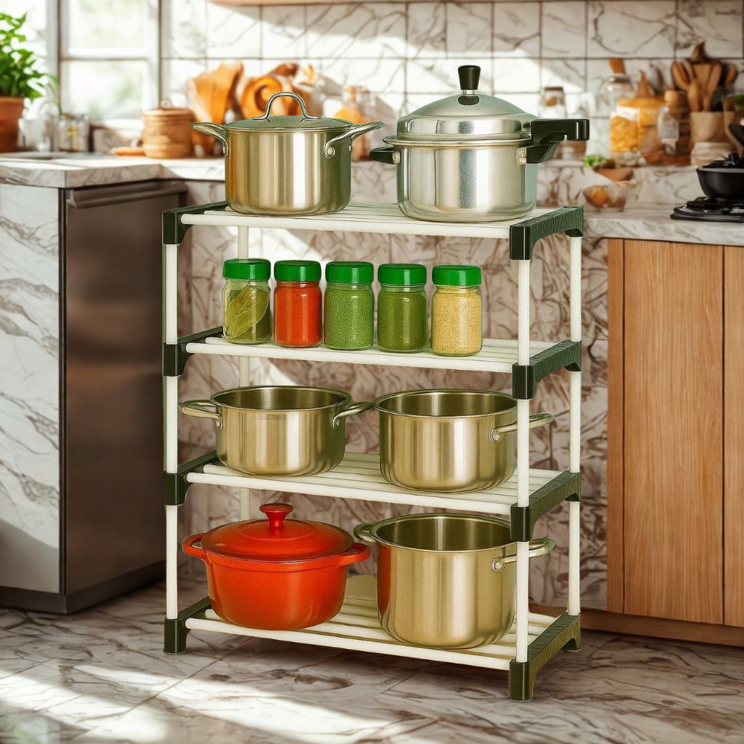 Plate Kitchen Rack 4 Tier Plastic Storage Shelf Kitchen Rack Multipurpose Home Organizer Plastic-image-13