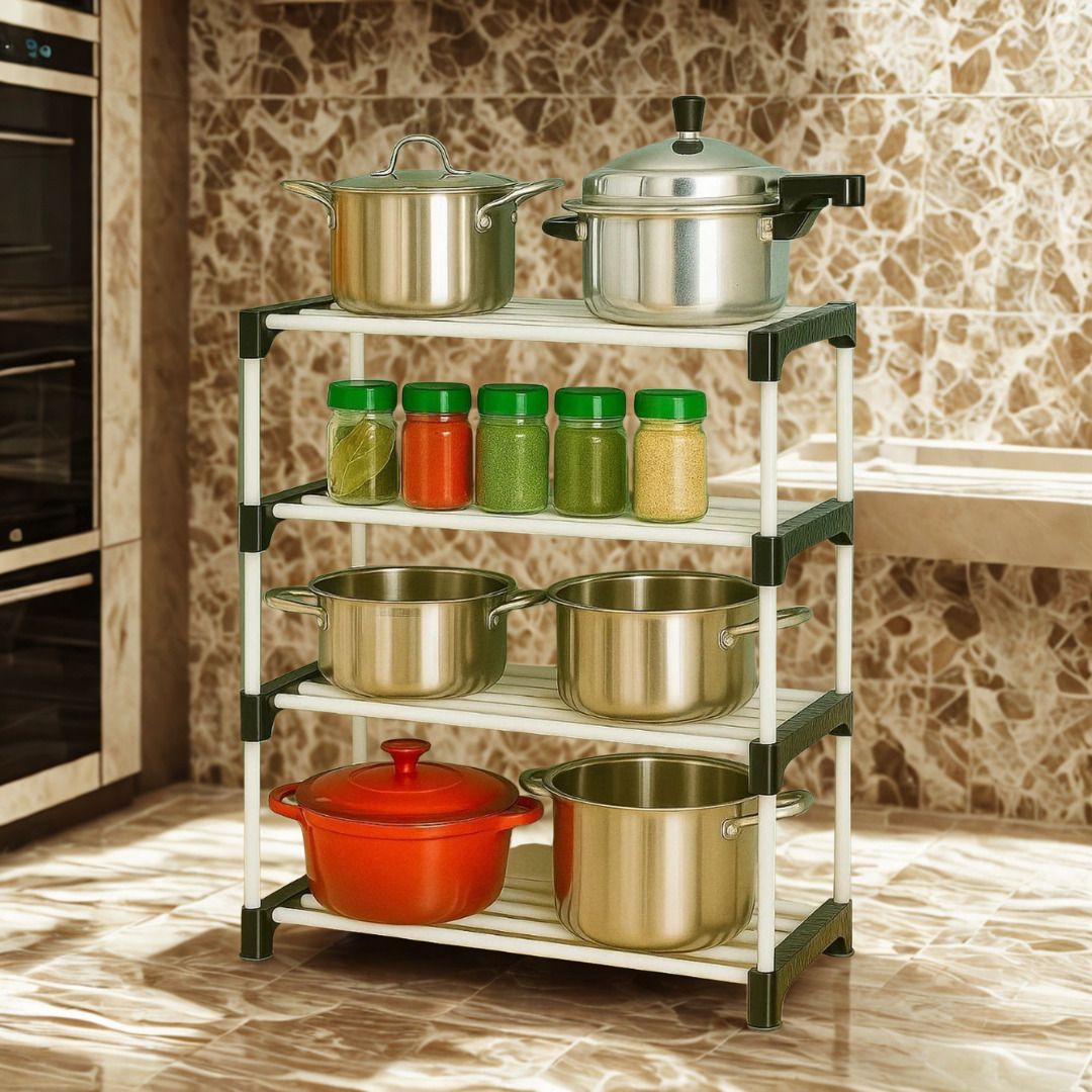 kaiser store Plate Kitchen Rack Plastic Kitchen Rack 4 Tier Organizer Shelf for Utensils Containers Plastic-picture-10