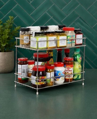 aazan enterprises Plate Kitchen Rack 2-Tier Stainless Steel Multipurpose Storage Rack Steel-picture-15
