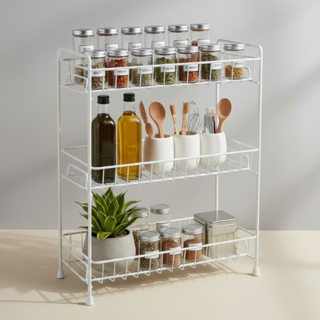 nexum Can Kitchen Rack 3-Tier Storage Stand – Versatile Shelf for Kitchen, Bathroom and Living Room Steel-picture-28