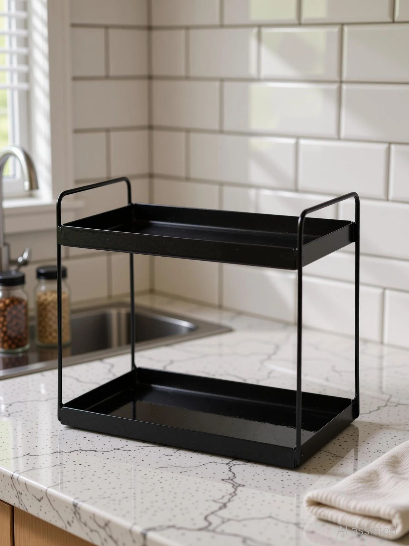 sheenkraft Fruits/Vegetables Kitchen Rack 2-Tier Countertop Organizer Rack | Kitchen Spice & Bathroom Storage Shelf Iron-picture-18