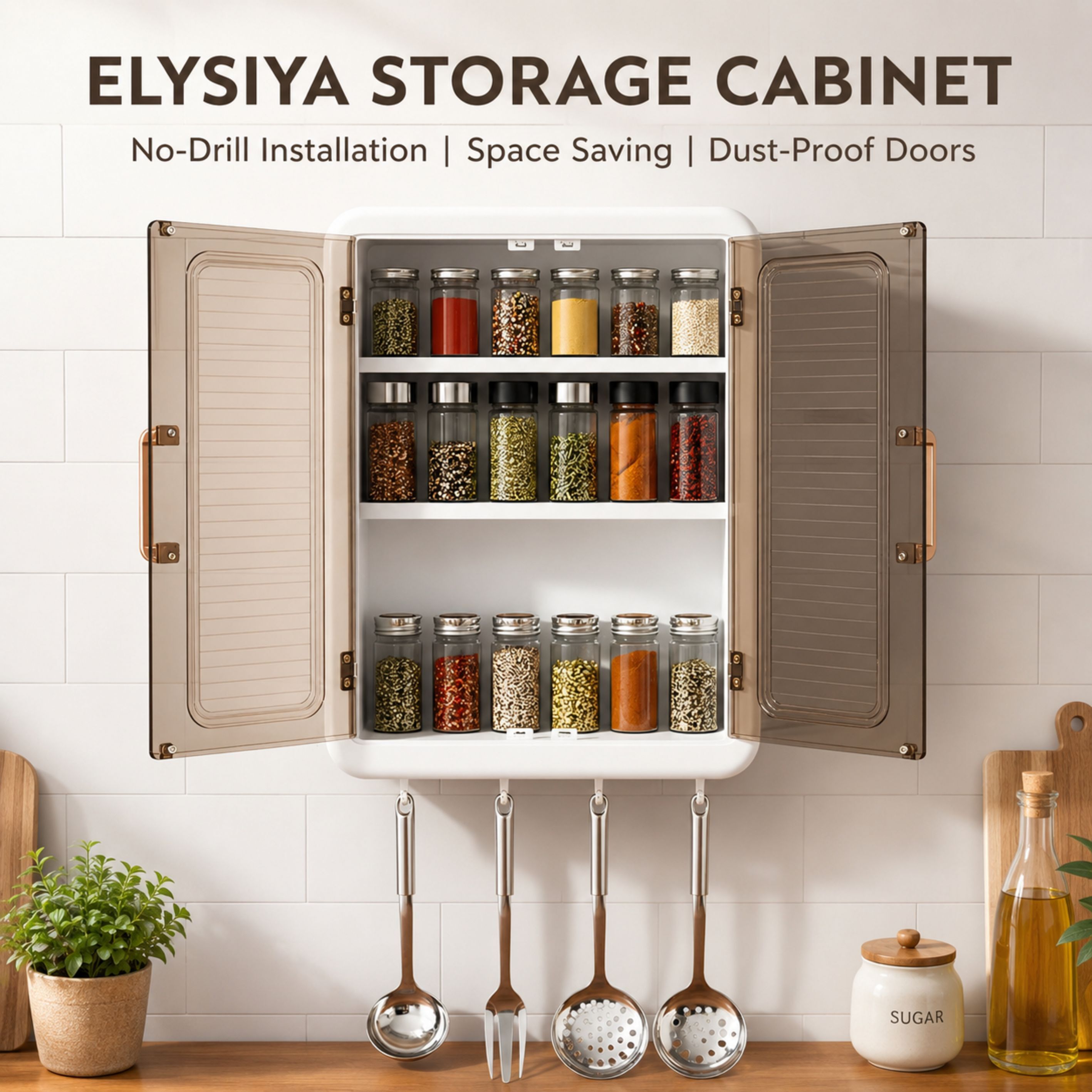 stovara Containers Kitchen Rack 3 Layer Self Adhesive No-Drill Multipurpose Hanging Storage Cabinet for Kitchen Plastic-picture-23