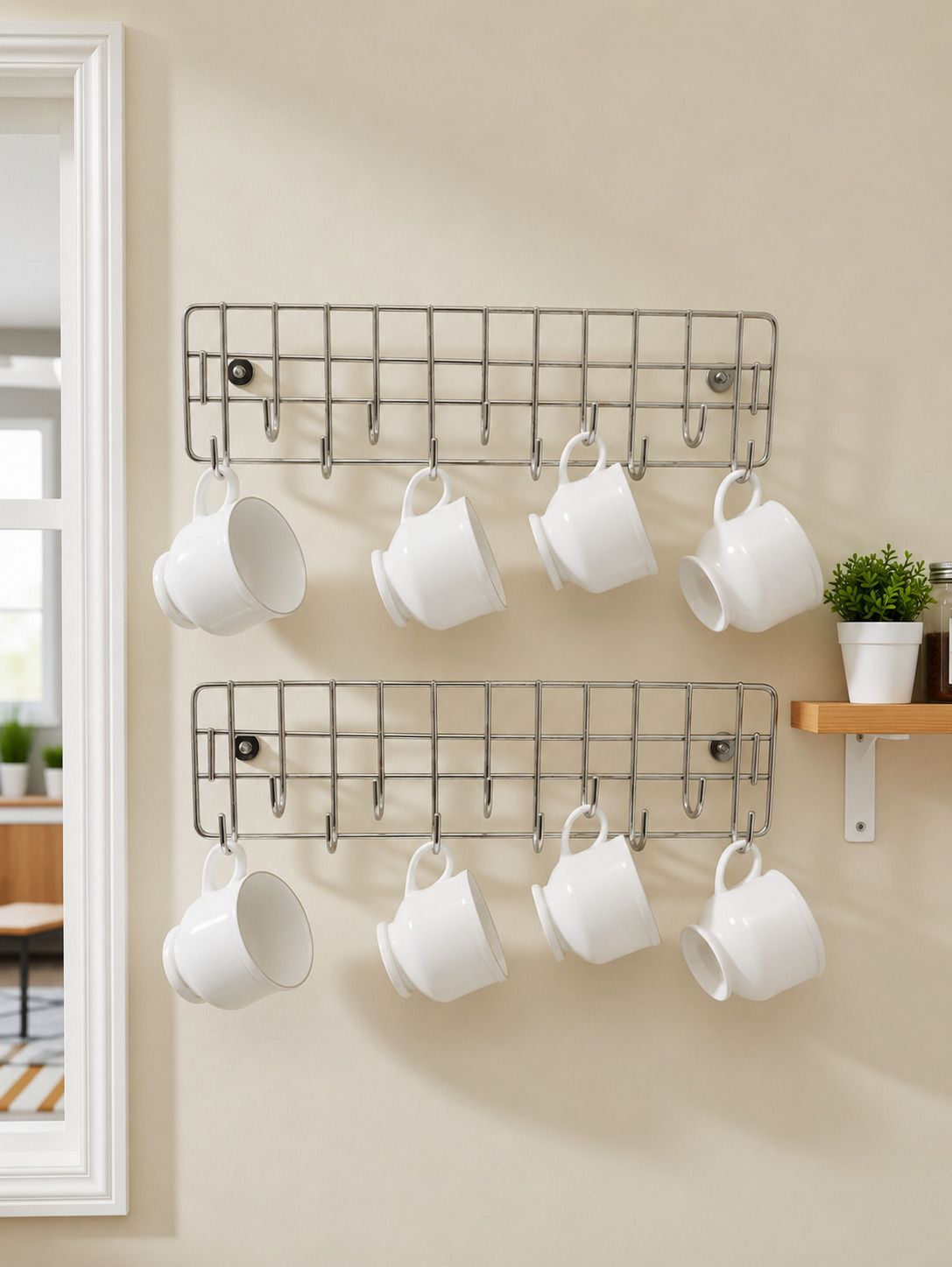 sajjan Utensil Kitchen Rack Cup Kitchen Rack Cup Stand Holder Key Holder Door Hooks Stainless Steel Steel Steel-picture-15