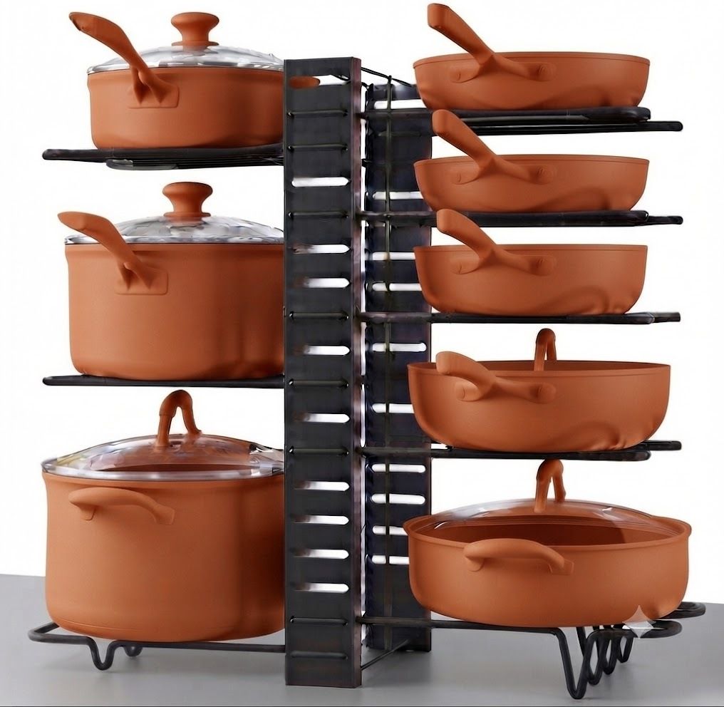ayan enterprise Utensil Kitchen Rack 8-Tier Wall Mounted Cookware Organizer for Kitchen Pot, Pan, Rack,Tawa Iron-picture-41