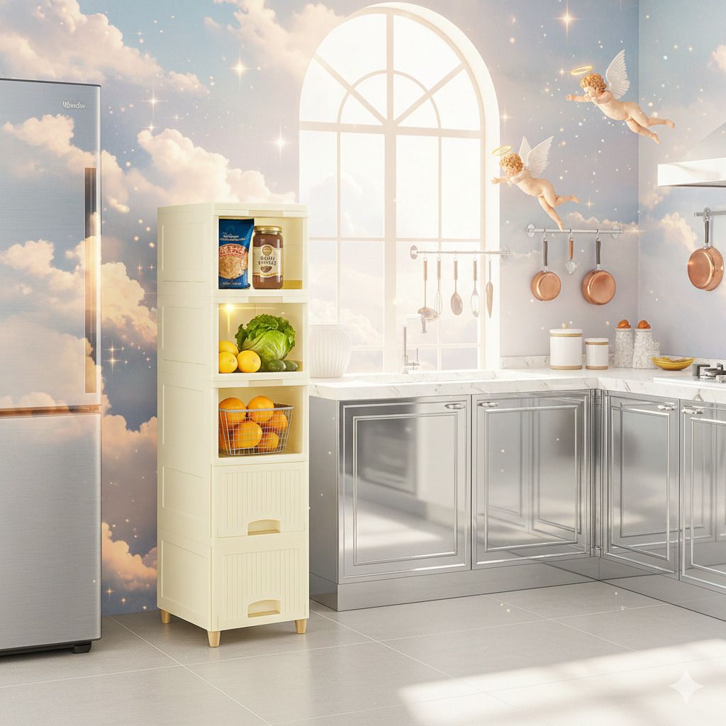 maxtid Utensil Kitchen Rack 5 Layer White Stylish Multi-Layer Storage Unit Plastic-picture-34